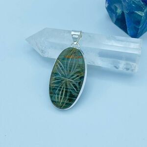 Imperial Jasper Hand Carved Gemstone Sterling Silver Pendant